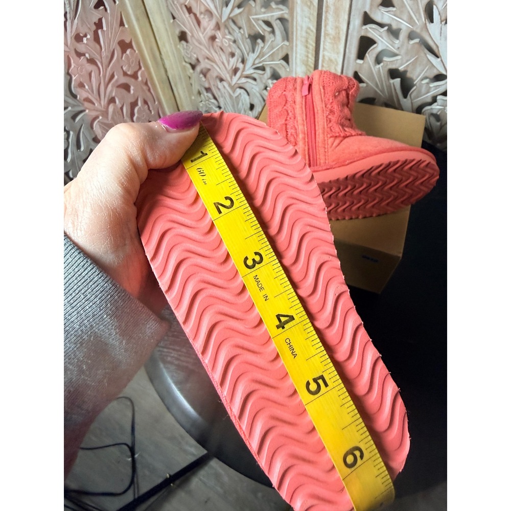 Liv Boots Kids Salmon Pink Cable Knit Shearling Lined Winter Boots LV889 Size S - Picture 9 of 10
